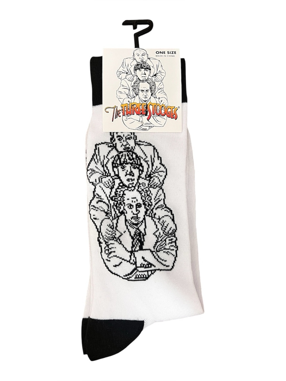 The Three Stooges Graphic Crew Socks - White & Black
